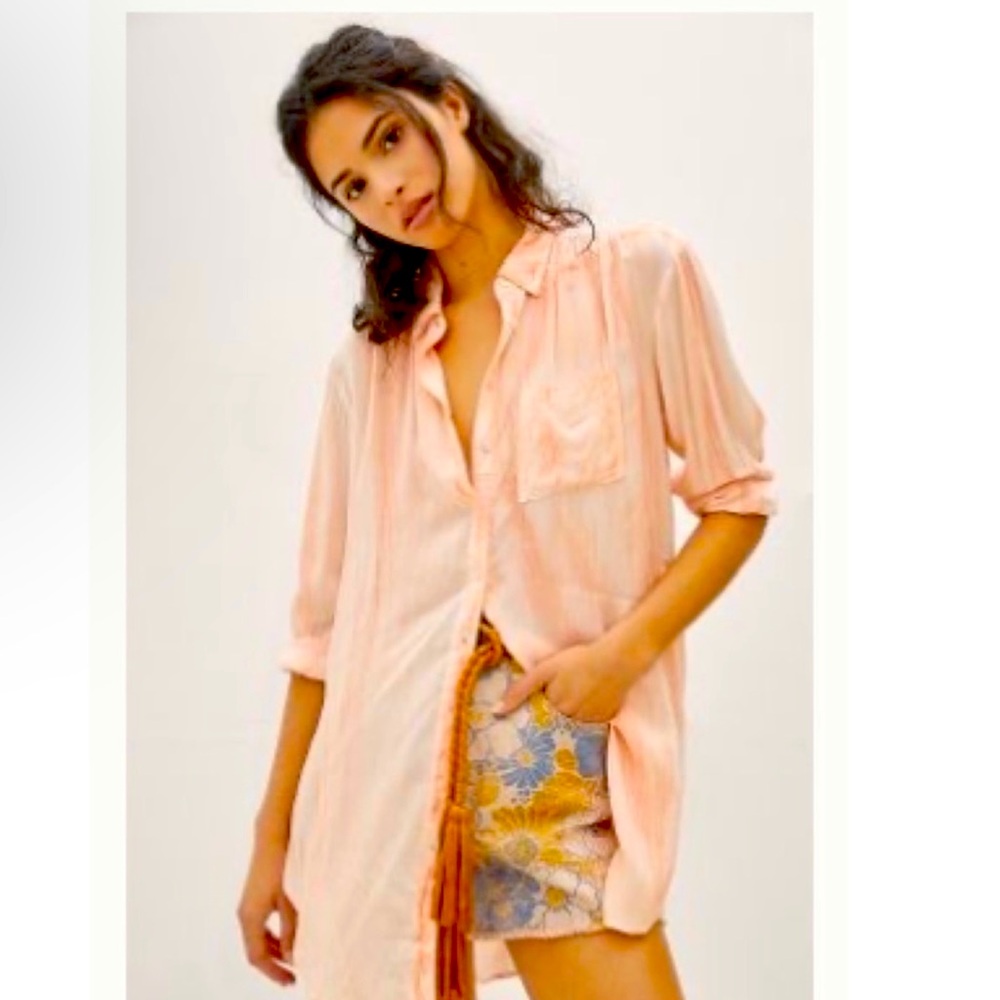 PILCRO Anthropologie brand Noemi button down shirt top size small tunic